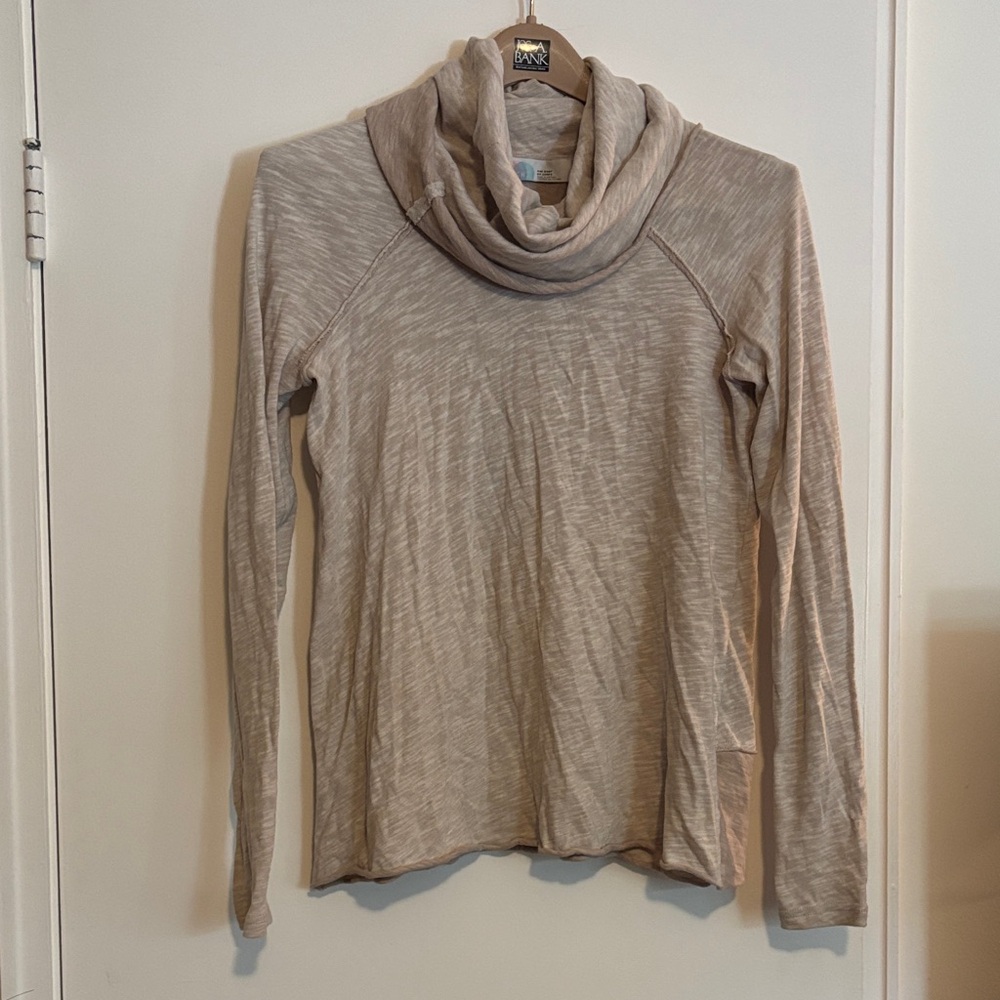 Free People Elegant Beige Cowl Neck Sweater FP